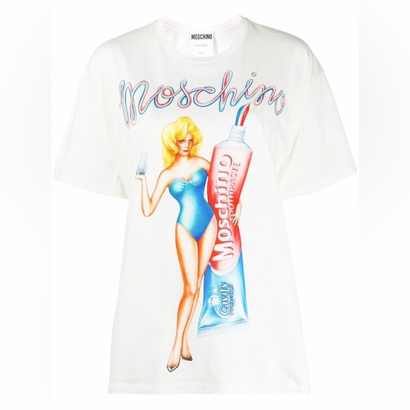 AW19 Moschino Jeremy Scott Toothpaste Cotton White Oversized T-shirt Tee - Picture 6 of 6